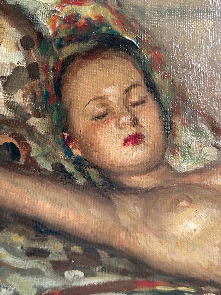 Fernand Majorel ( 1898-1965) Young asleep - oil on canvas orientalist
