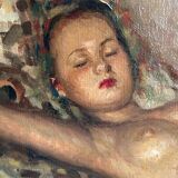 Fernand Majorel ( 1898-1965) Young asleep - oil on canvas orientalist