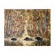 Painting Gouache Watercolor "herd of wild boar in the forest" HSC signed Carré