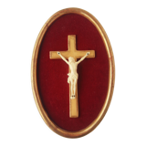 Vintage burgundy vet oval religious frame