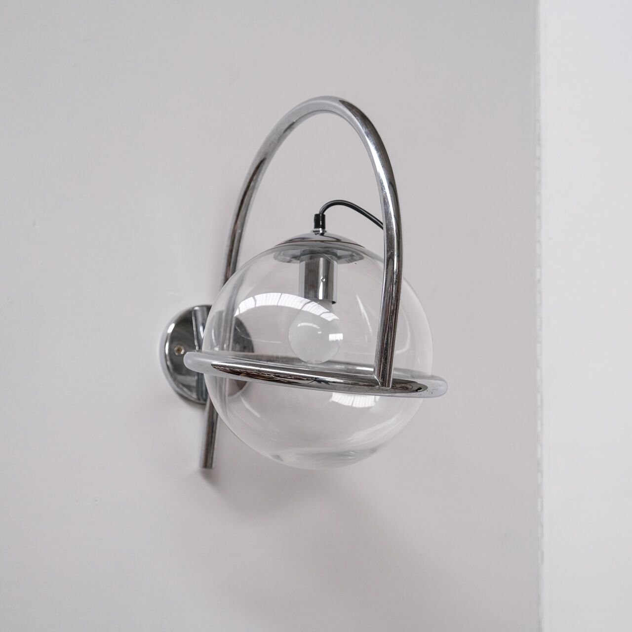 Chrome and clear glass mid-century kinkeldey wall light
