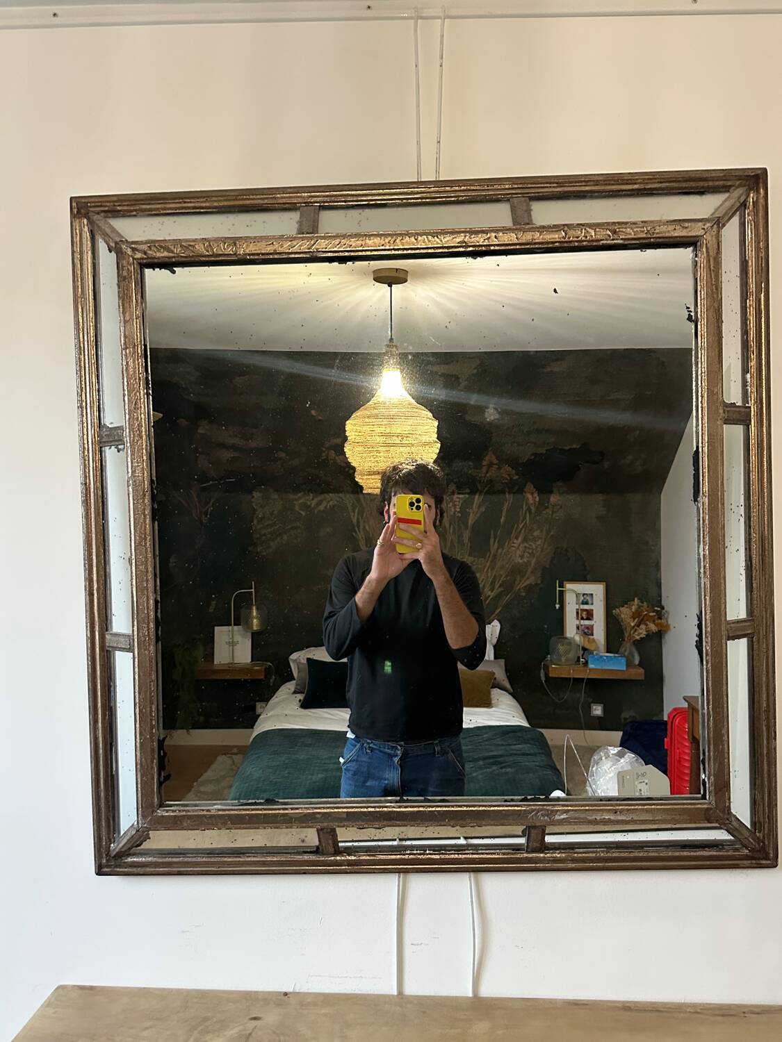 Antique mirror with wooden ornaments