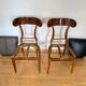 Set of Biedermeier Shovel Chairs in Walnut & Black Leather, Austria, 1820s