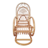 Fauteuil à bascule bambou et rotin pour enfant