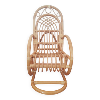 Bamboo and rattan rocking chair for children