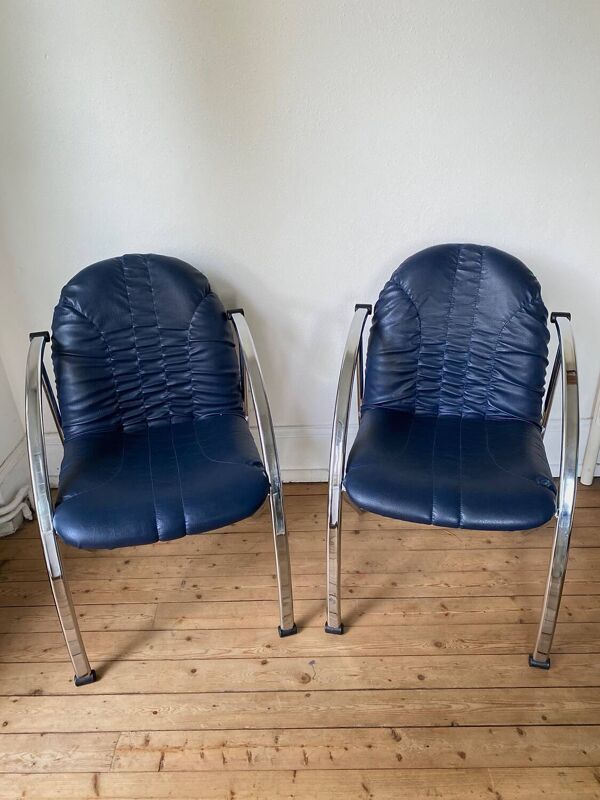 Chaises Souvignet chrome tubulaire vintage moderniste