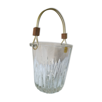 Ice bucket with gold and teak handle