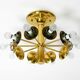 Beautiful 1960s Space Age brass ceiling lamp with 10 glass balls by Kaiser