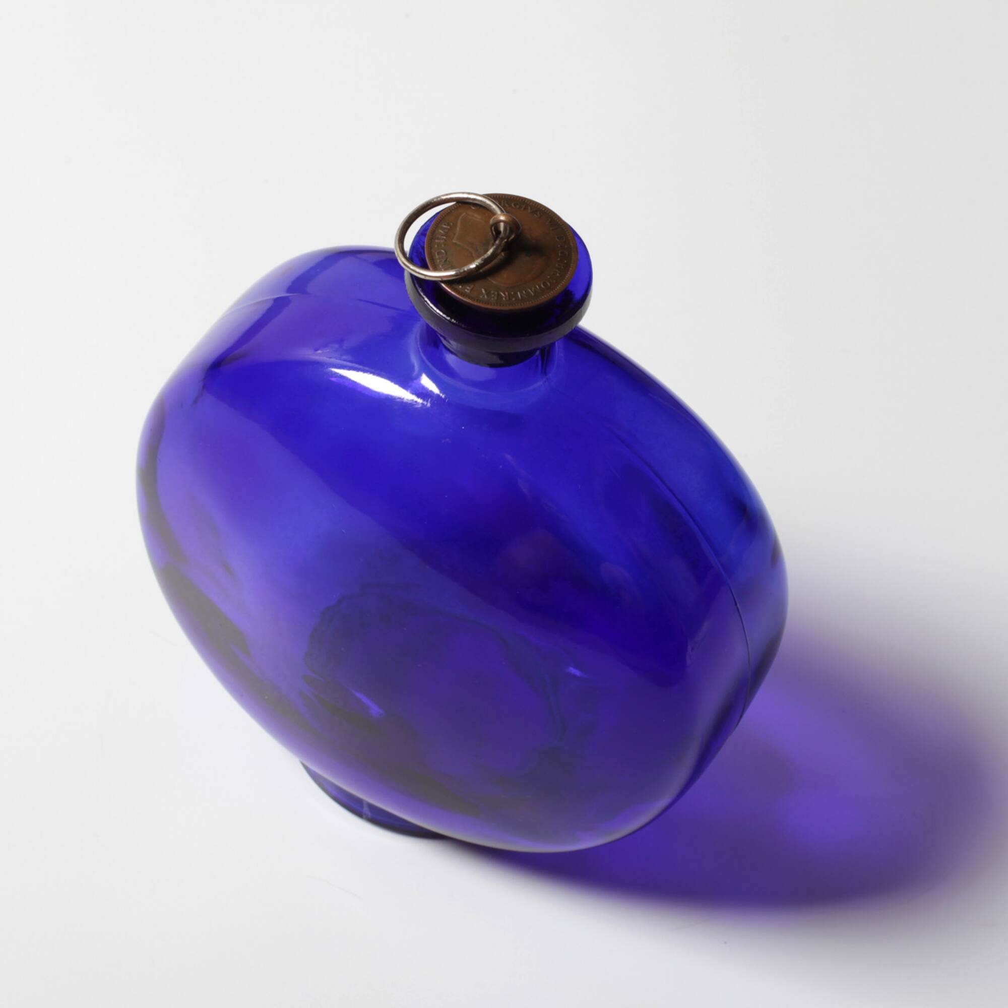 Mid-century Glass Bottle with Coin Cork / Ruda Glasbruk / Sweden / 1970s