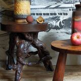 Tripod stool Art-popular vines, solid wood top