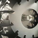 Vintage 70's brushed steel cylindrical lamp