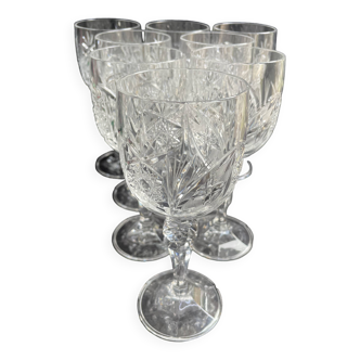 10 Bohemian cut crystal wine glasses