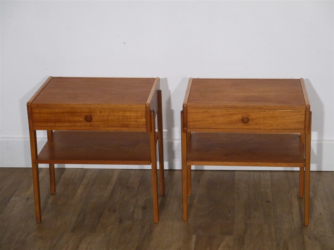 Pair of vintage Scandinavian teak bedside tables 1960