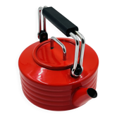 Modernist kettle in red enamelled sheet metal