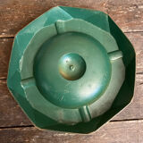 Vintage Green Metal Octagonal Ashtray + Brass