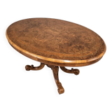 Napoleon III era pedestal table in burr walnut