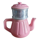 small pink ceramic coffee maker
