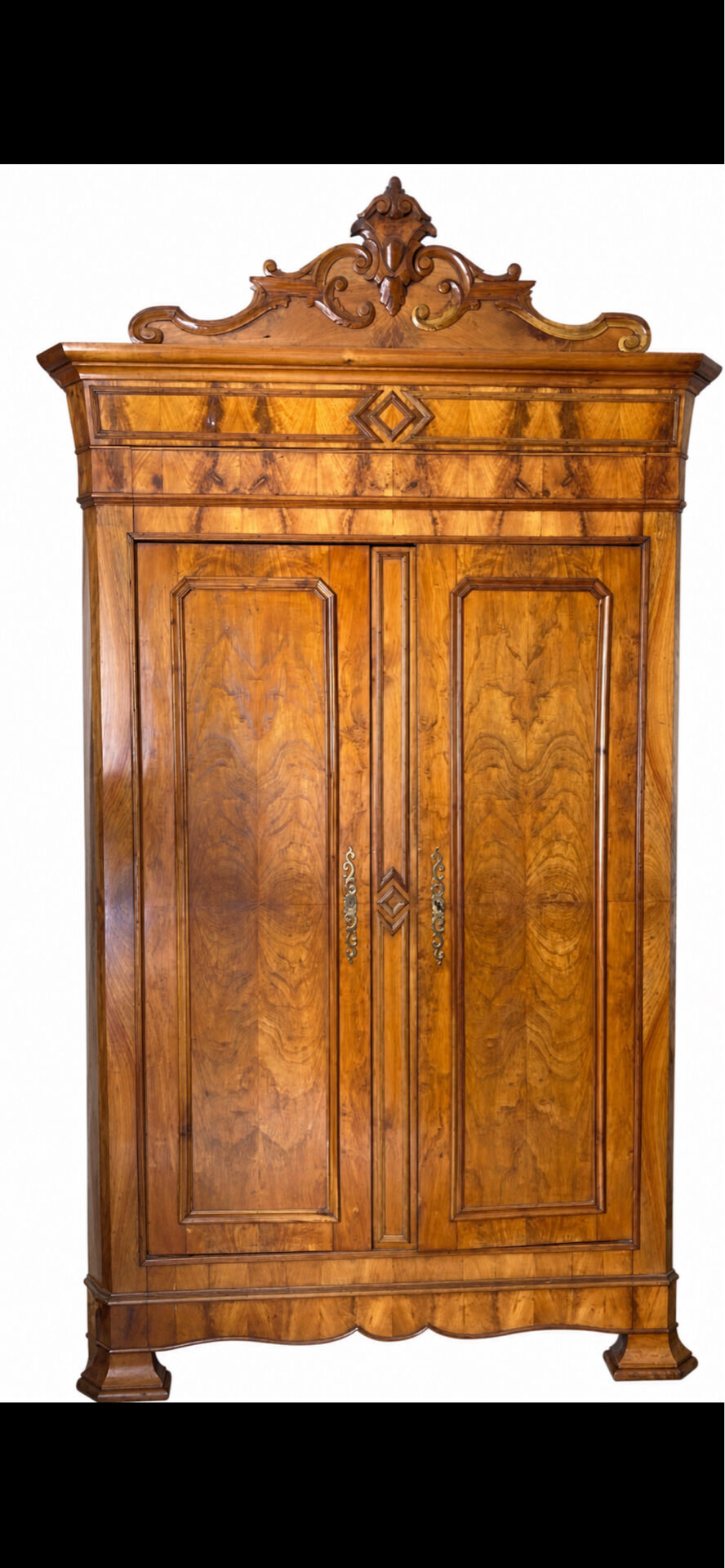 Antique Louis-Philippe style walnut veneer wardrobe – 2 doors