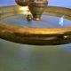 Chandelier lantern cage cylindrical two fires ~ glass and golden brass ~ 1950s/1960s
