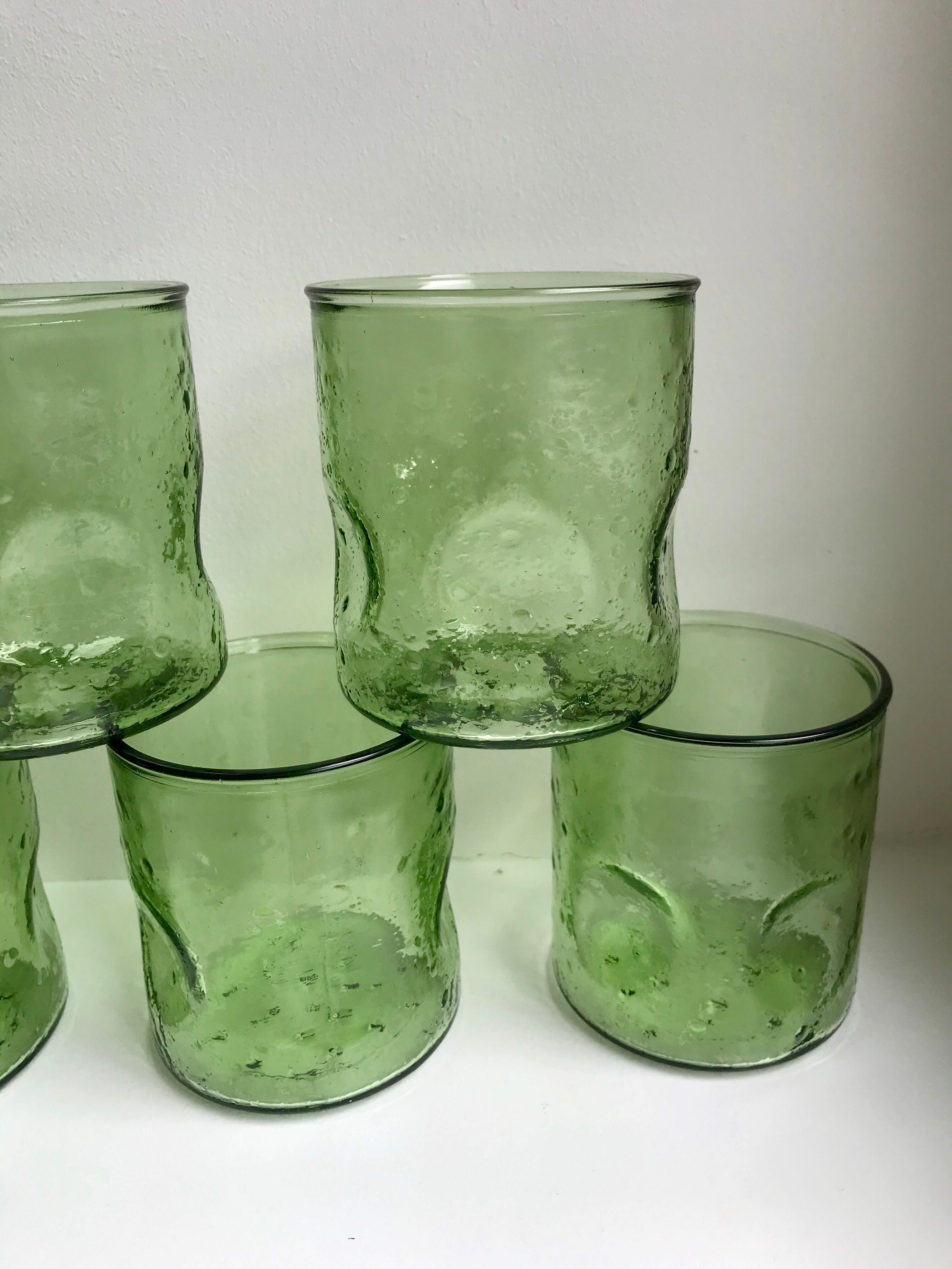 Set of 5 glasses bubbled glass style biot years 60-70