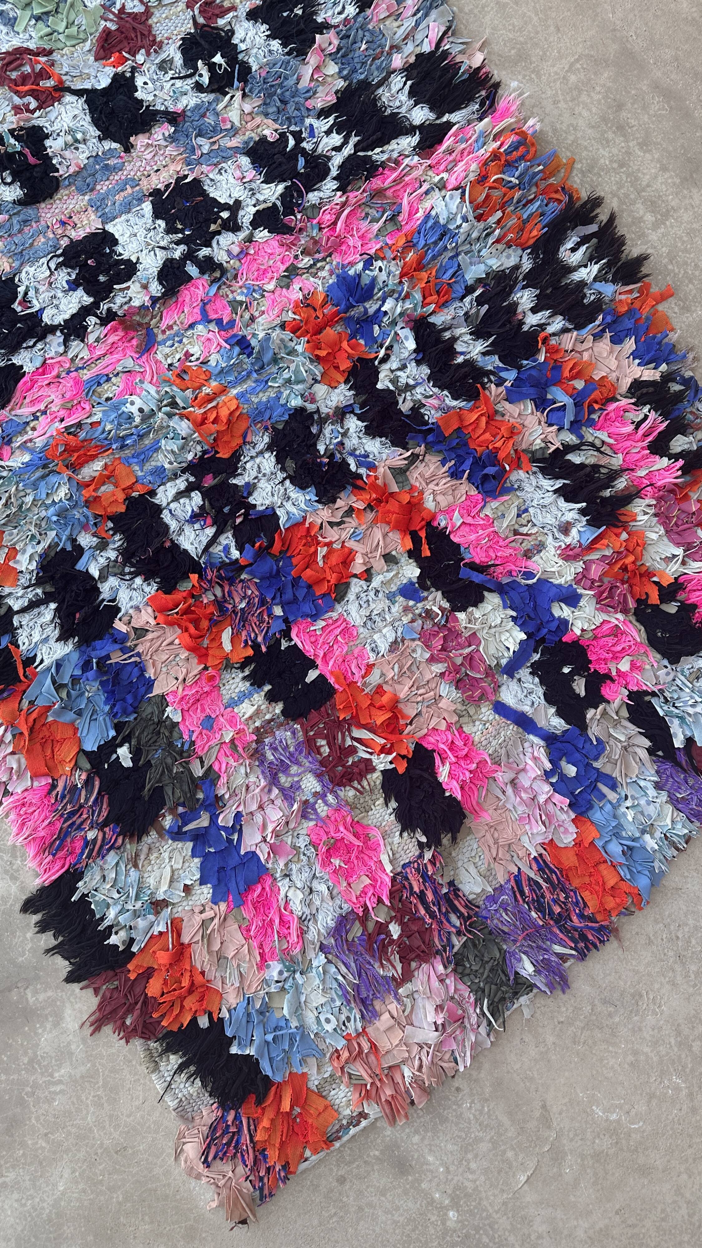 Tapis Marocain boucherouite coloré - 85 x 140 cm