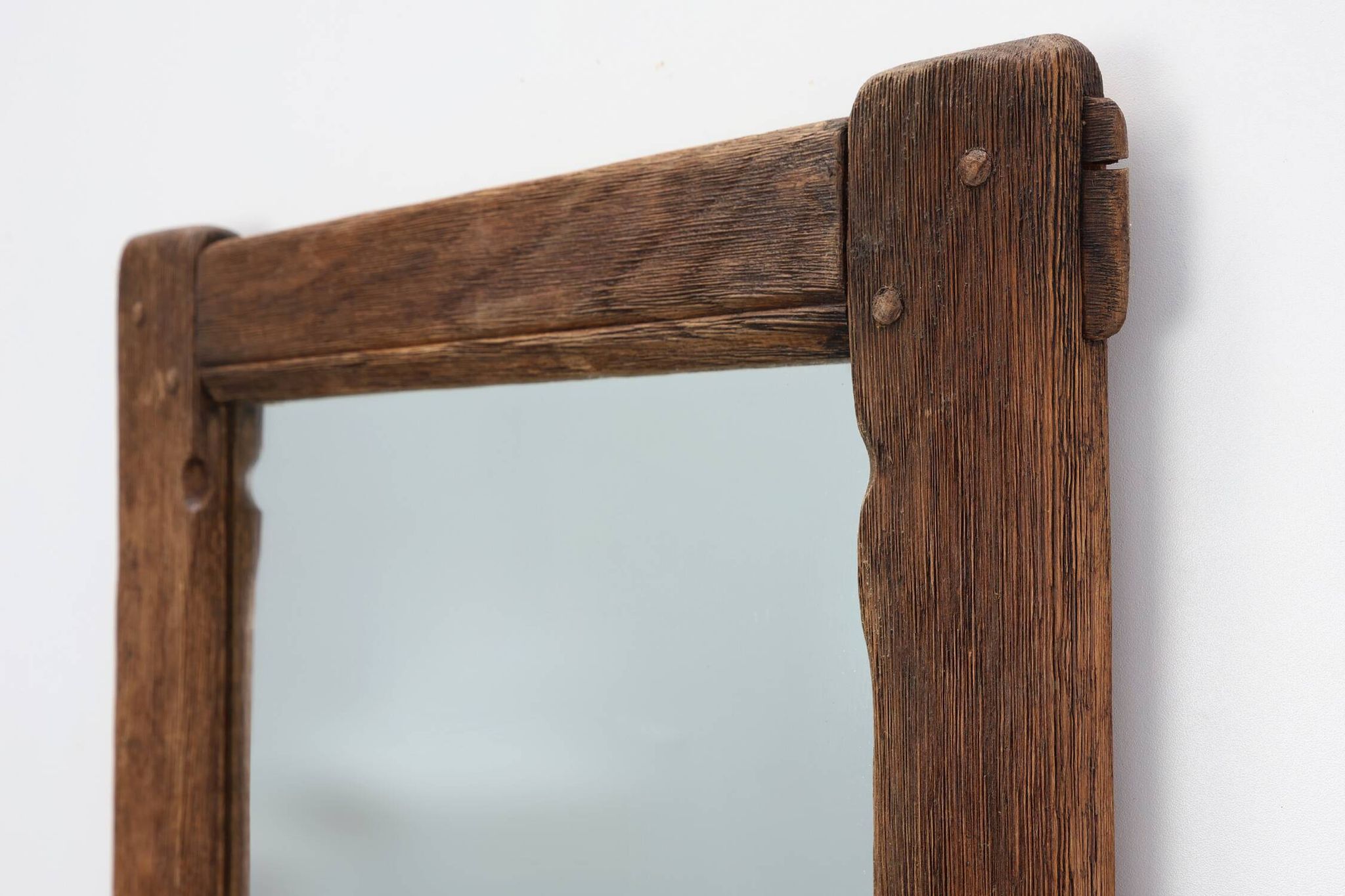 Antique oak rustic wall mirror, France ca. 1820