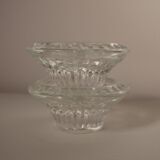 Set of 2 glass candle holders, ridged effect