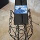 1970s black wrought iron ironing board with enamelled tiles