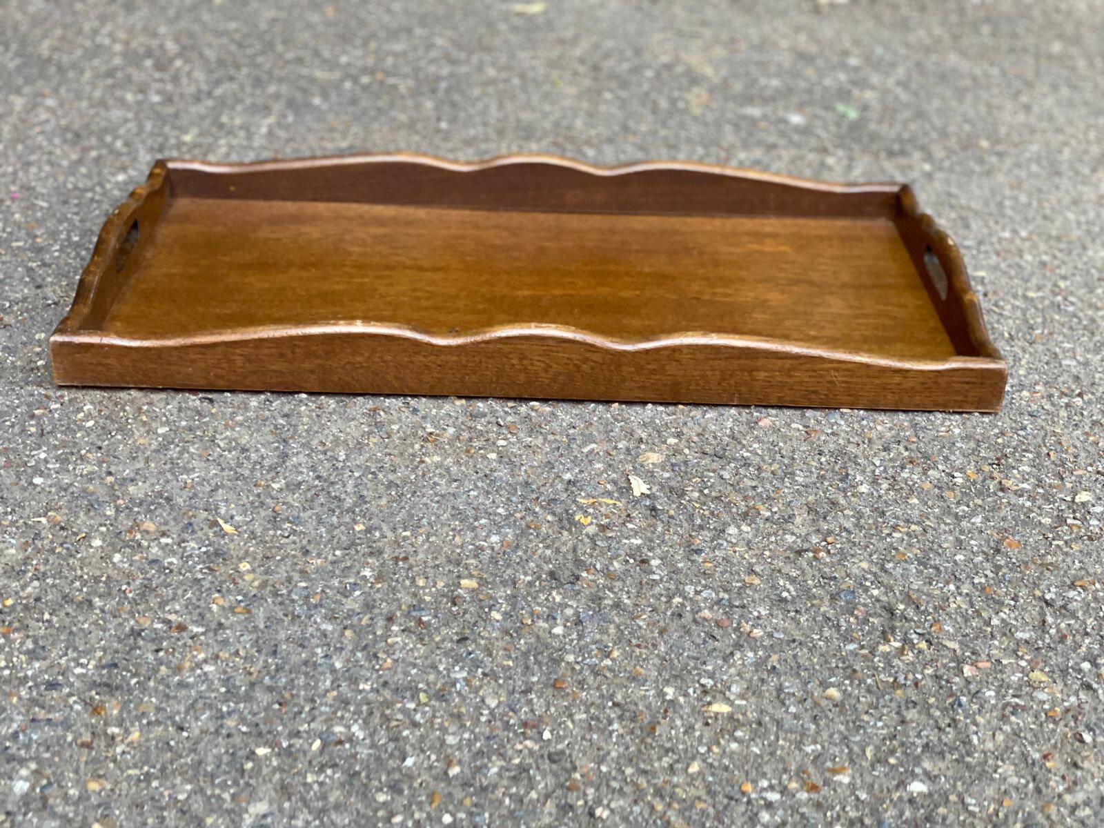 Vintage rectangular solid wood breakfast tray