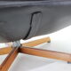 Madsen and Schubell Black Leather Reclining Chair and Stool, Denmark 1960