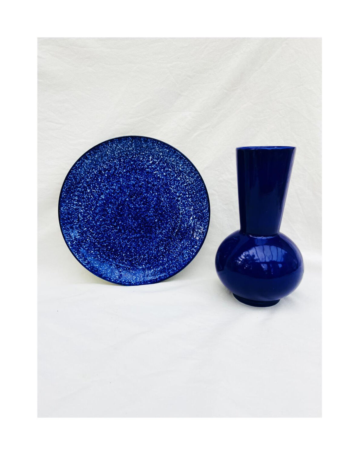 Set of 6 flat blue plates in Indian ceramic