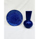 Set of 6 flat blue plates in Indian ceramic