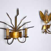 Pair of floral wall lamps by Ferroarte, regency, Spain, 1970