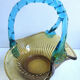 Empty pocket Three-fold basket Amber glass and blue handle, George SAND: Portieux