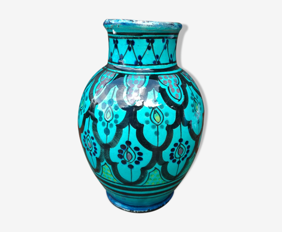 Vase en céramique émaillée bleue