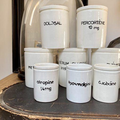 Set of 11 pharmacy jars