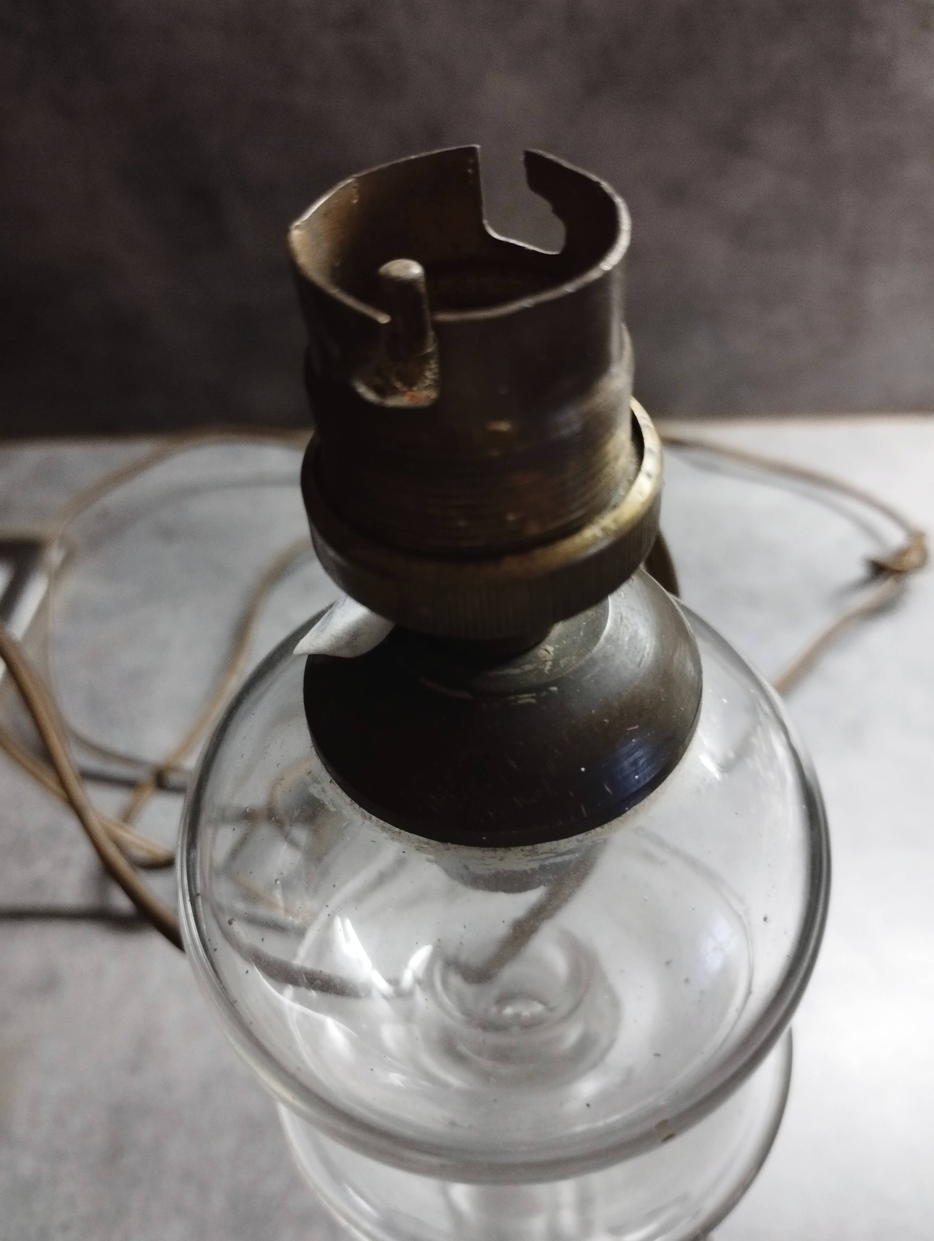 Superb old embroidery lamp in re-electrified blown glass