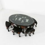 Chinese black lacquered wood coffee table