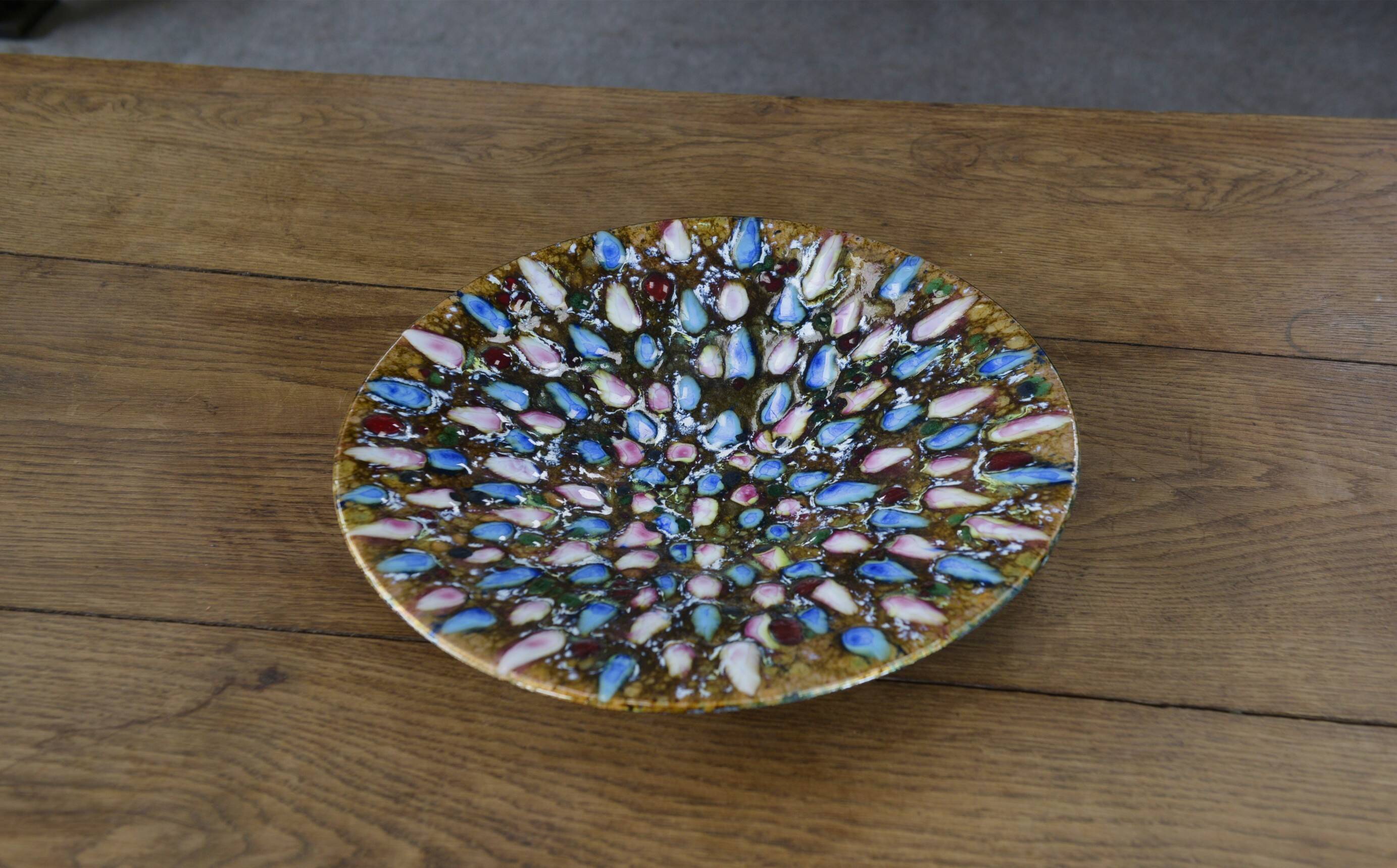 Colorful enameled metal centerpiece 1970