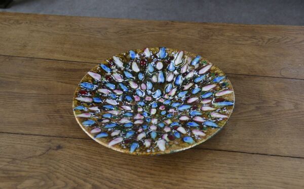 Centre de table métal émaillé coloré 1970