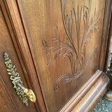 Henri II two-door sideboard in solid wood and marble