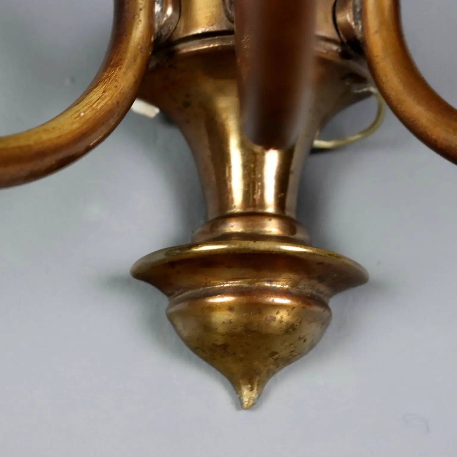 Antique wall sconces in gilded bronze, 3 lights, Italy, 20th century.