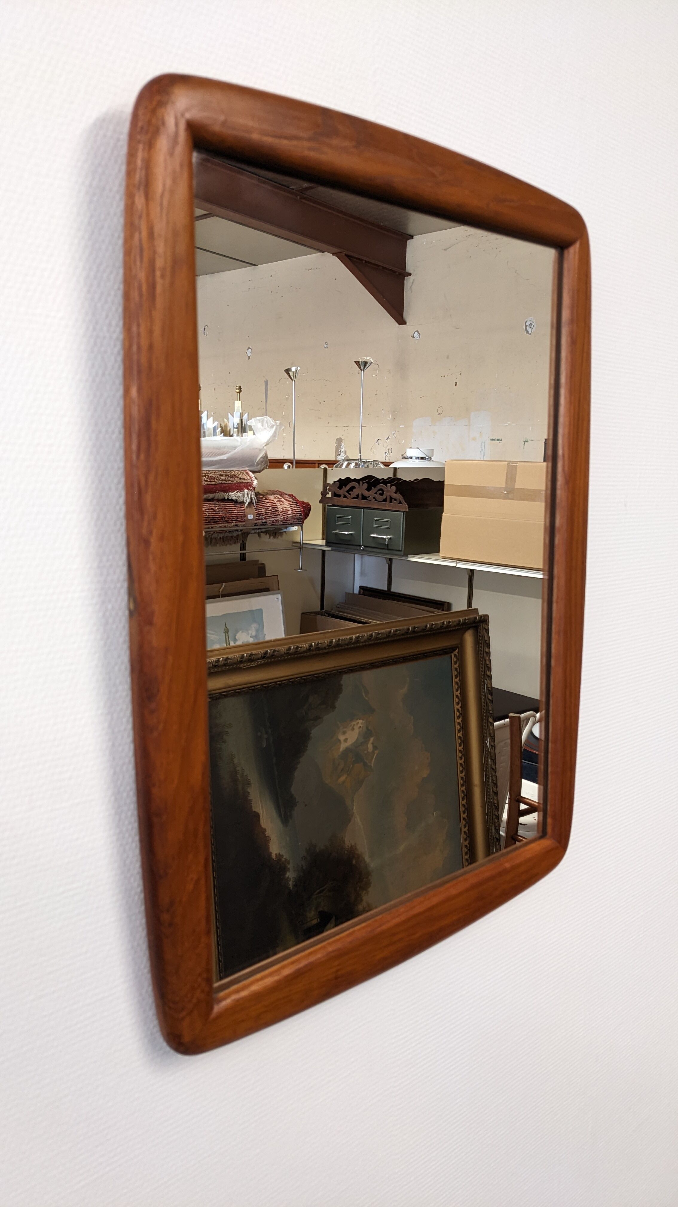 Scandinavian mirror in solid teak, Denmark circa 1970.