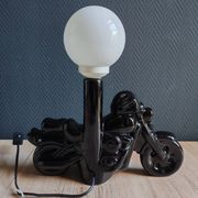 Vintage black ceramic motorcycle table lamp | Harley Davidson style
