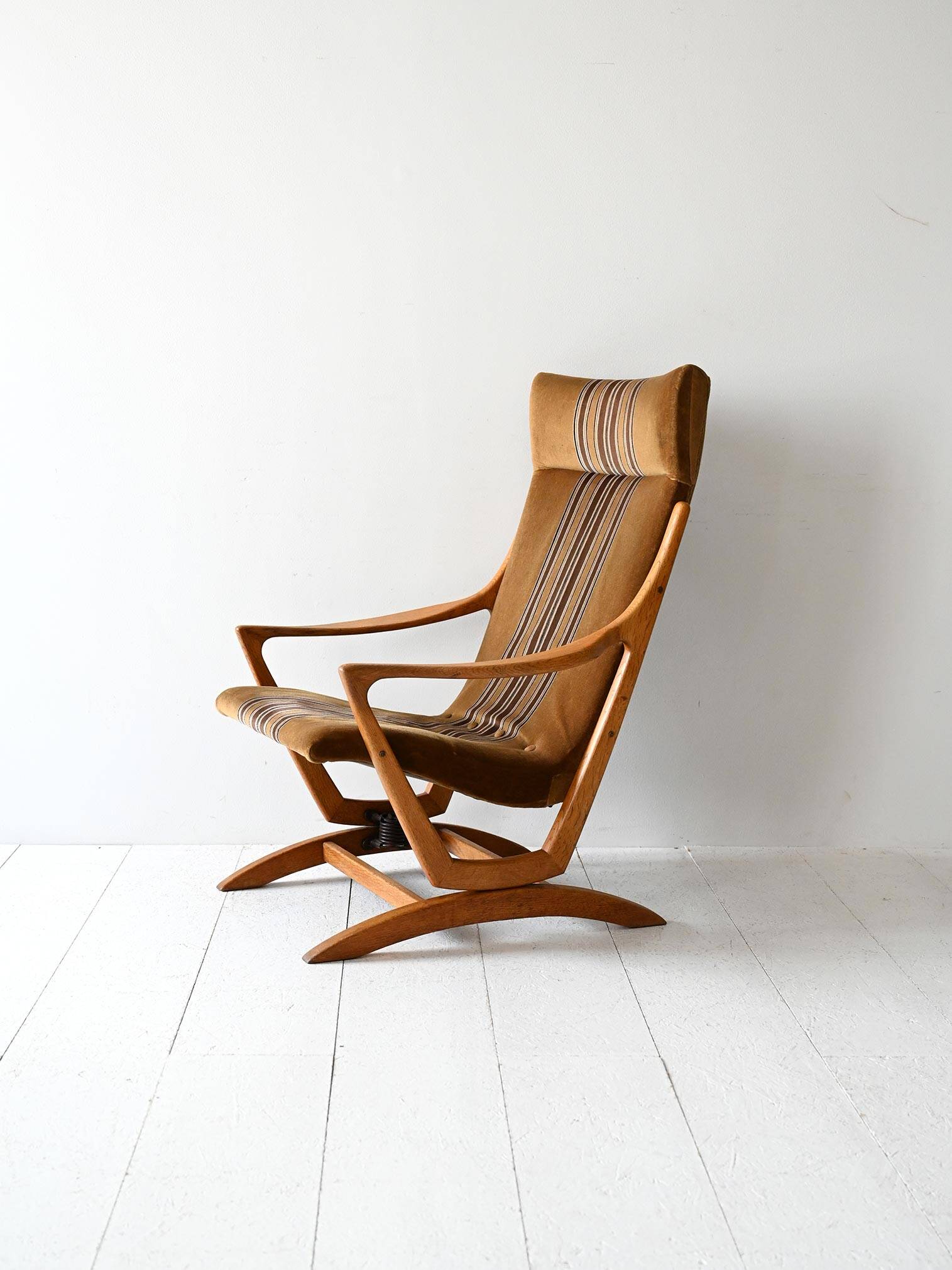 Original Scandinavian Oak High-Back Armchair, Late 1960s