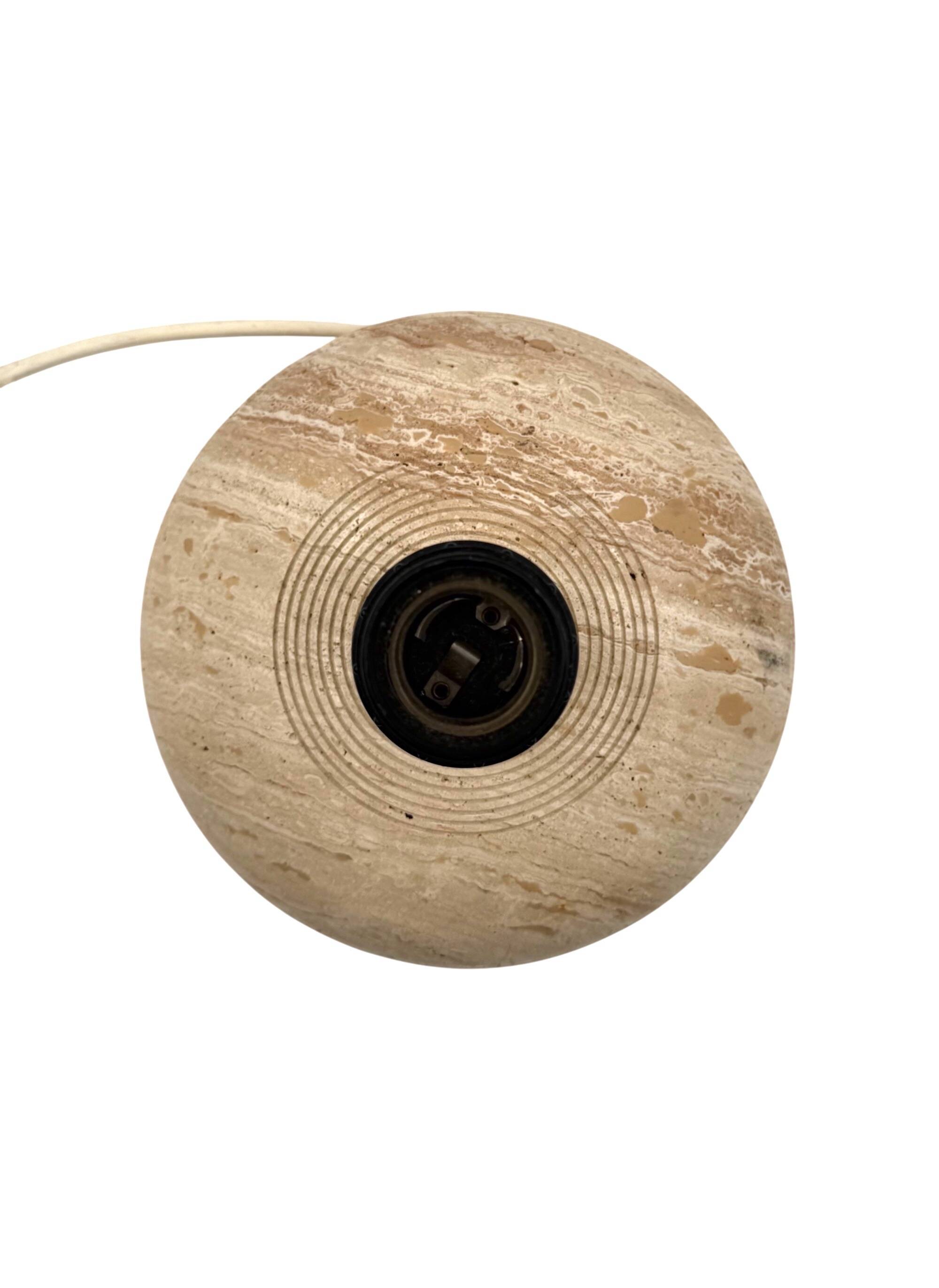 Travertine & brass table lamp base, Italy 1970s