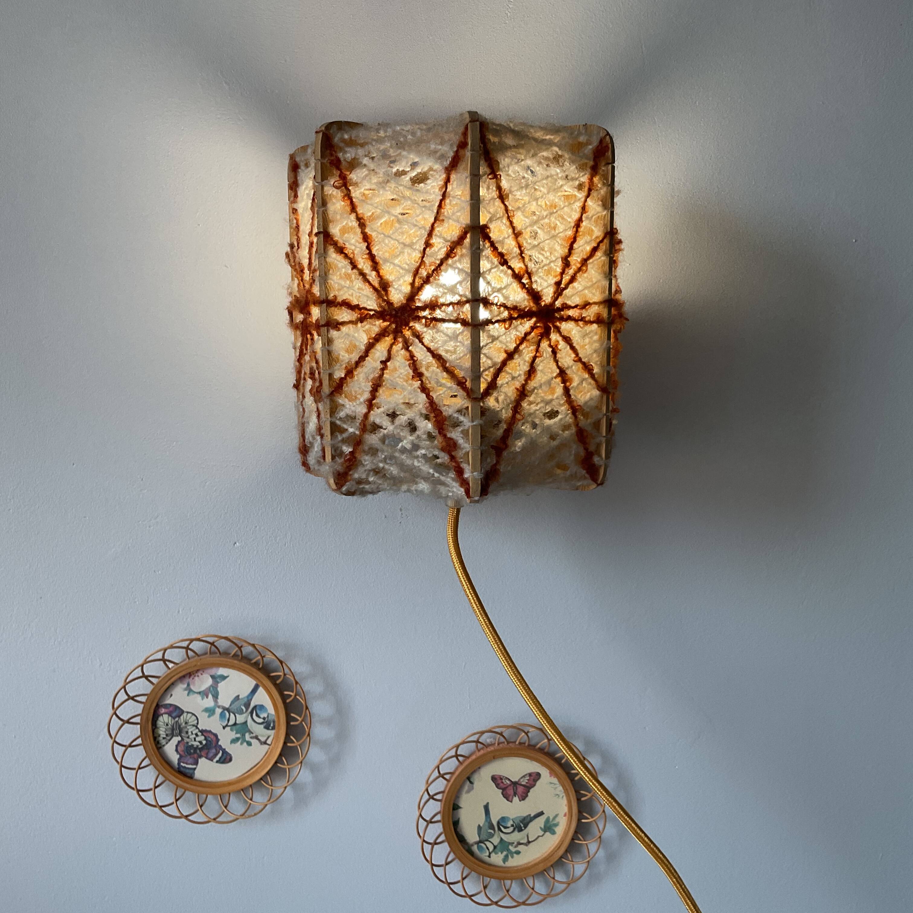 Vintage ecru and orange wall light
