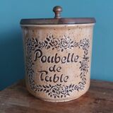 Ceramic and wood covered pot/tabletop bin