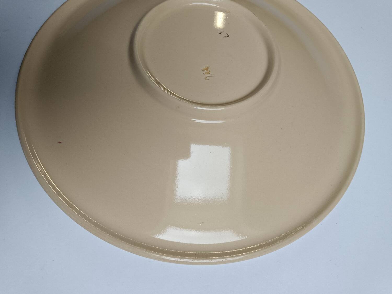 Compotier bas Badonviller art déco beige à fleurs