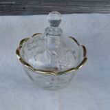 Cut glass candy box with golden edge